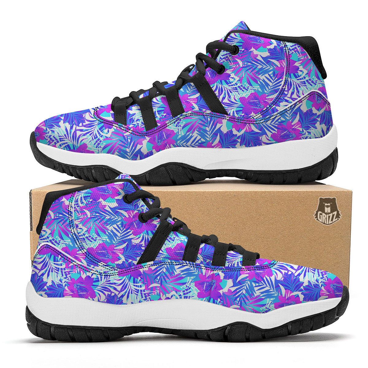 Aloha Psychedelic Tropical Print Pattern Black Bball Shoes-grizzshop