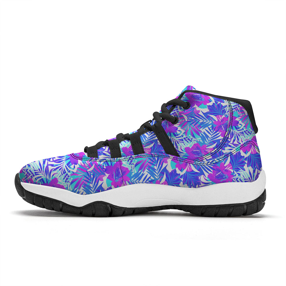 Aloha Psychedelic Tropical Print Pattern Black Bball Shoes-grizzshop