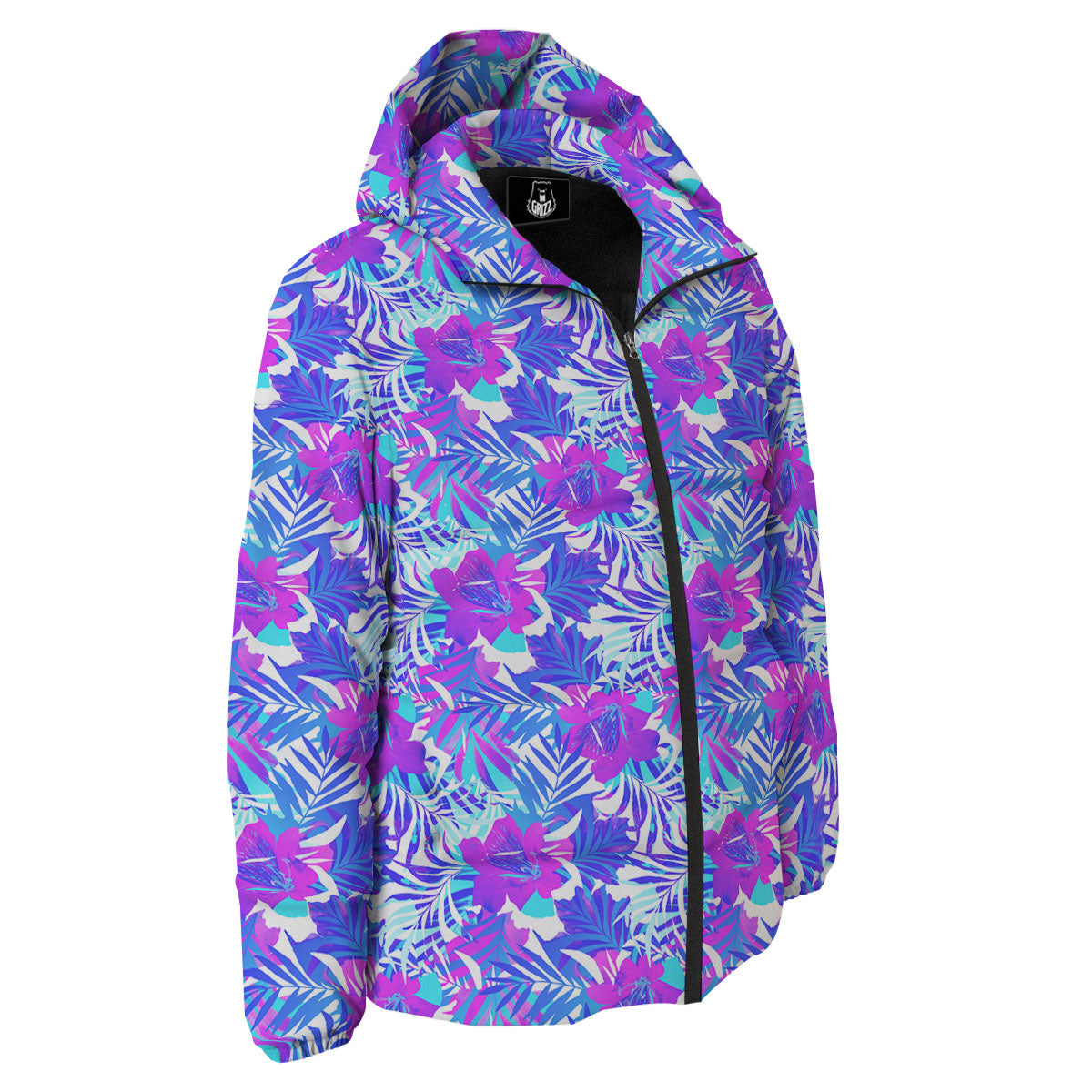 Aloha Psychedelic Tropical Print Pattern Down Jacket-grizzshop