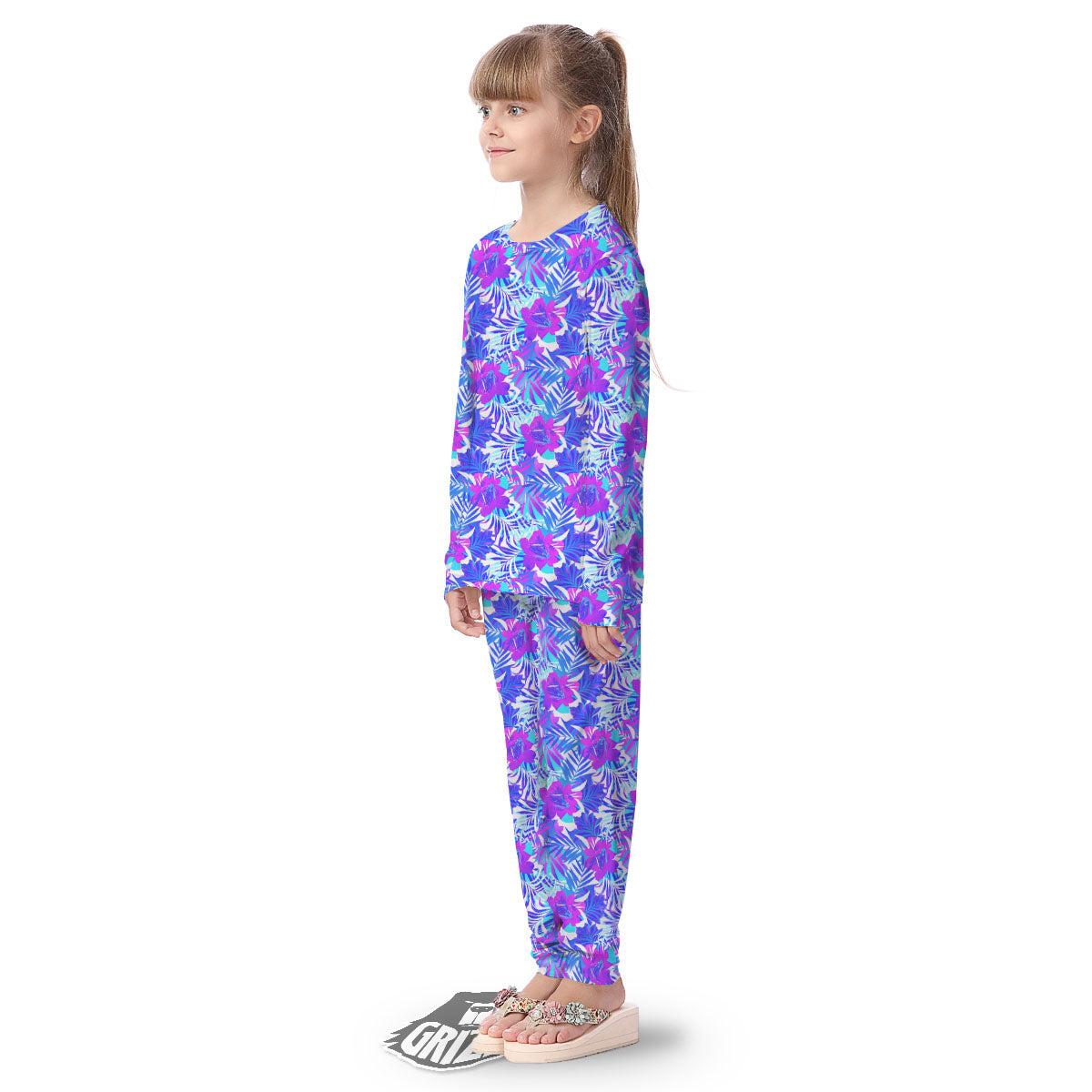 Aloha Psychedelic Tropical Print Pattern Kid's Pajamas-grizzshop