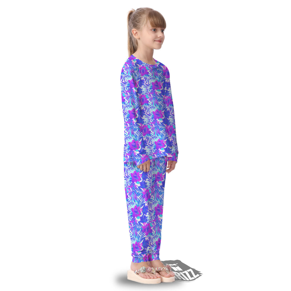 Aloha Psychedelic Tropical Print Pattern Kid's Pajamas-grizzshop