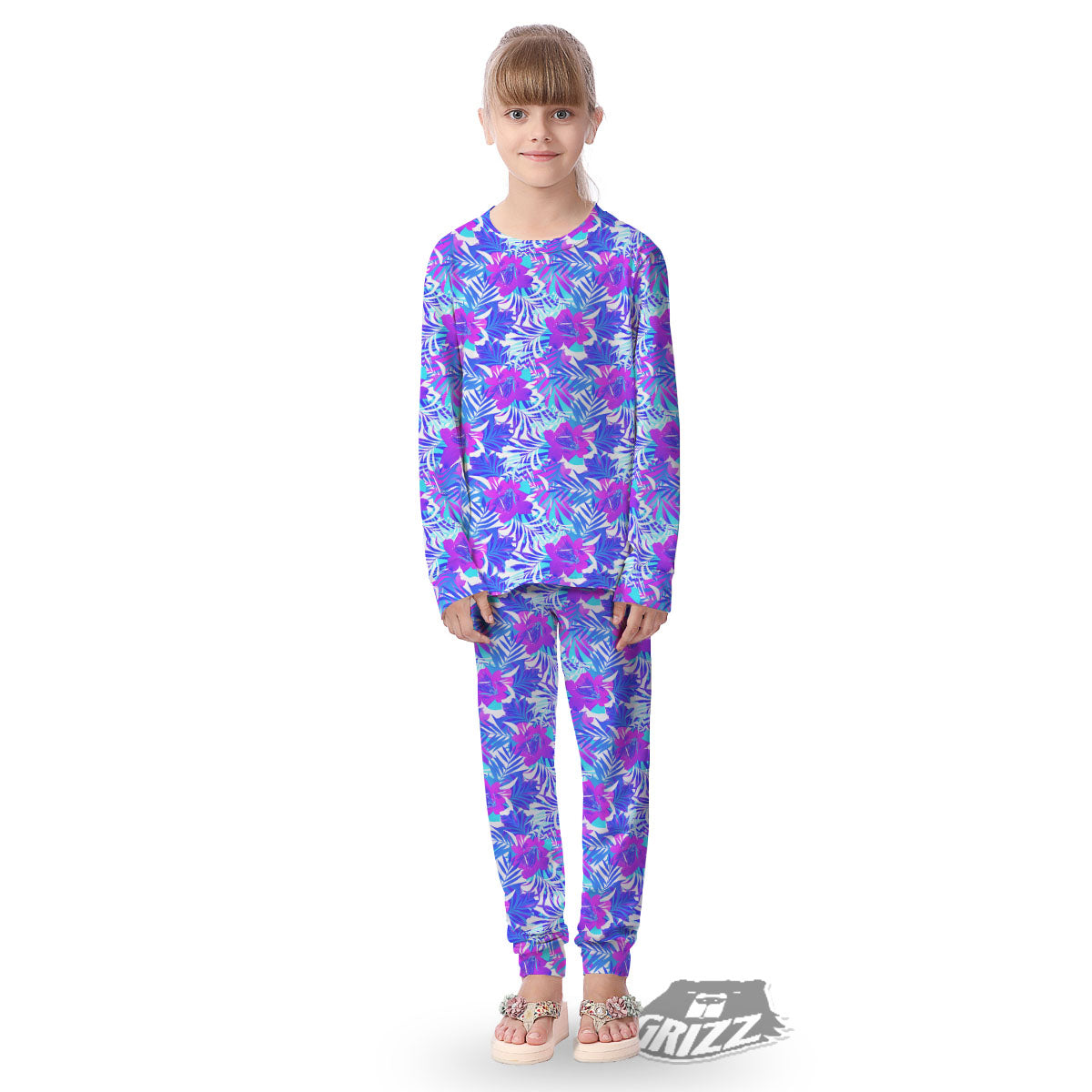 Aloha Psychedelic Tropical Print Pattern Kid's Pajamas-grizzshop