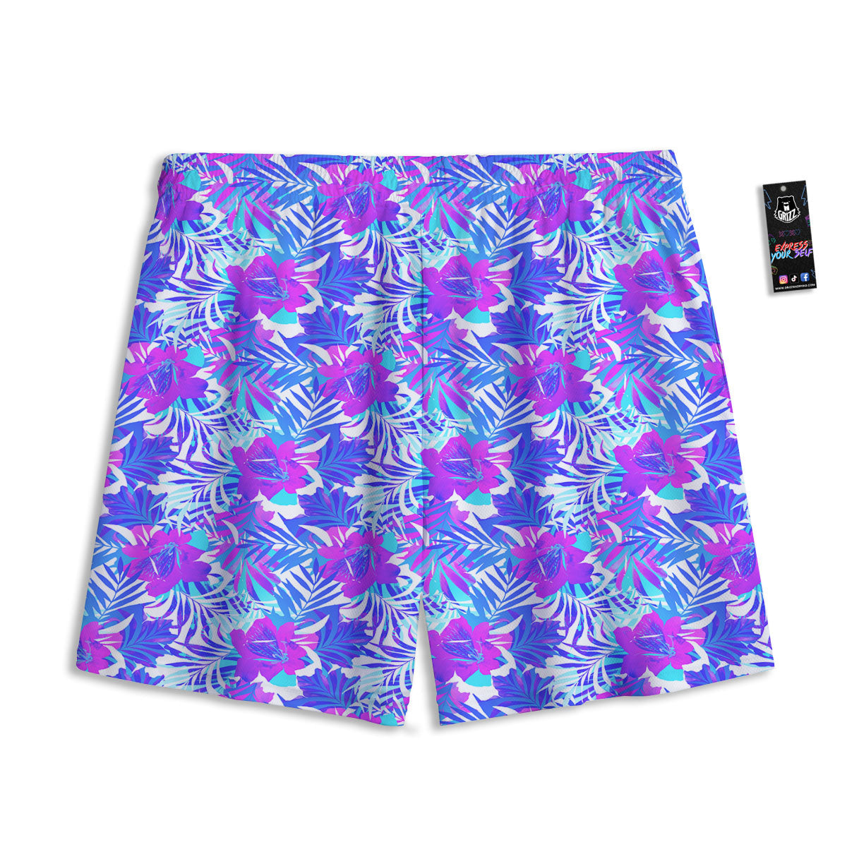 Aloha Psychedelic Tropical Print Pattern Mesh Shorts