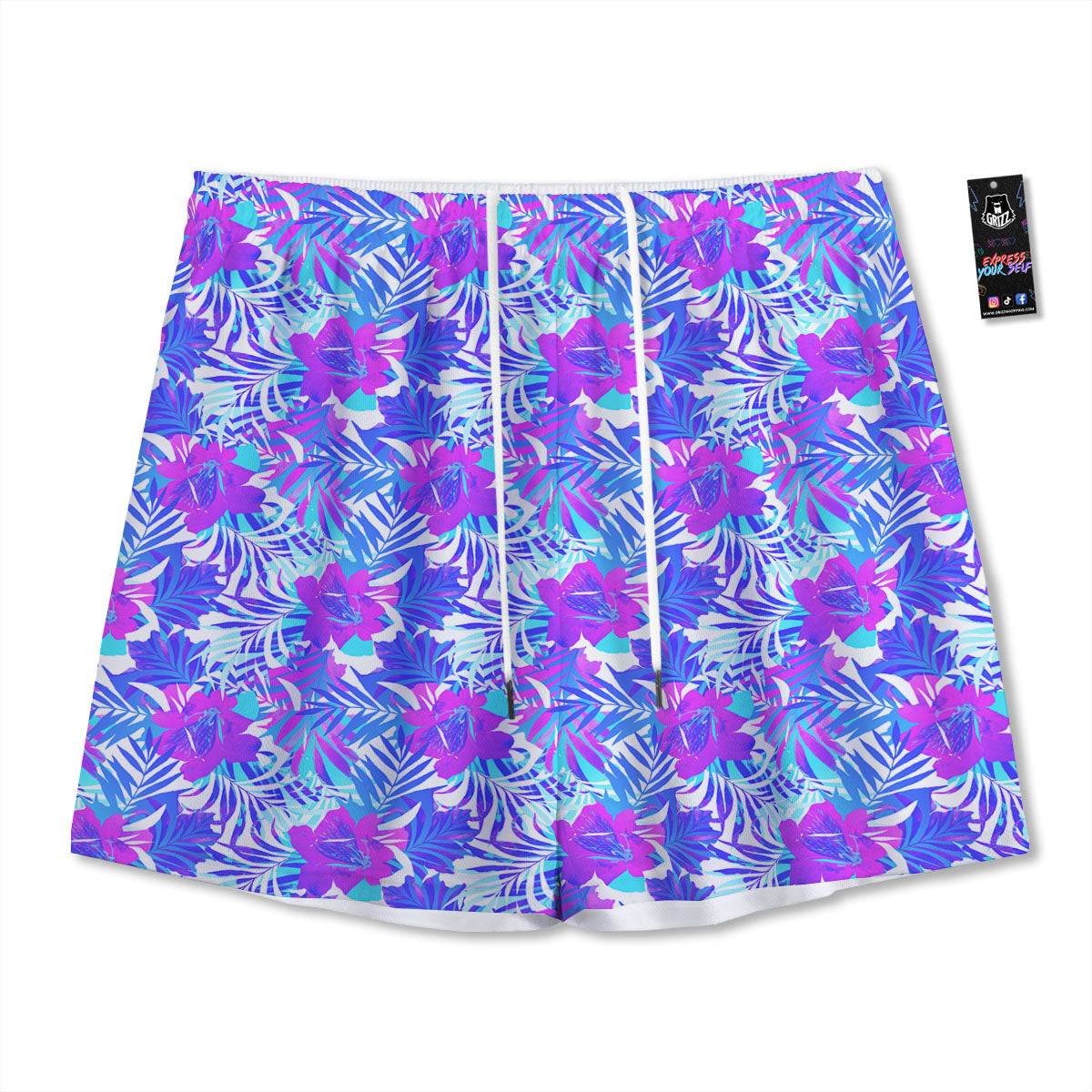 Aloha Psychedelic Tropical Print Pattern Mesh Shorts