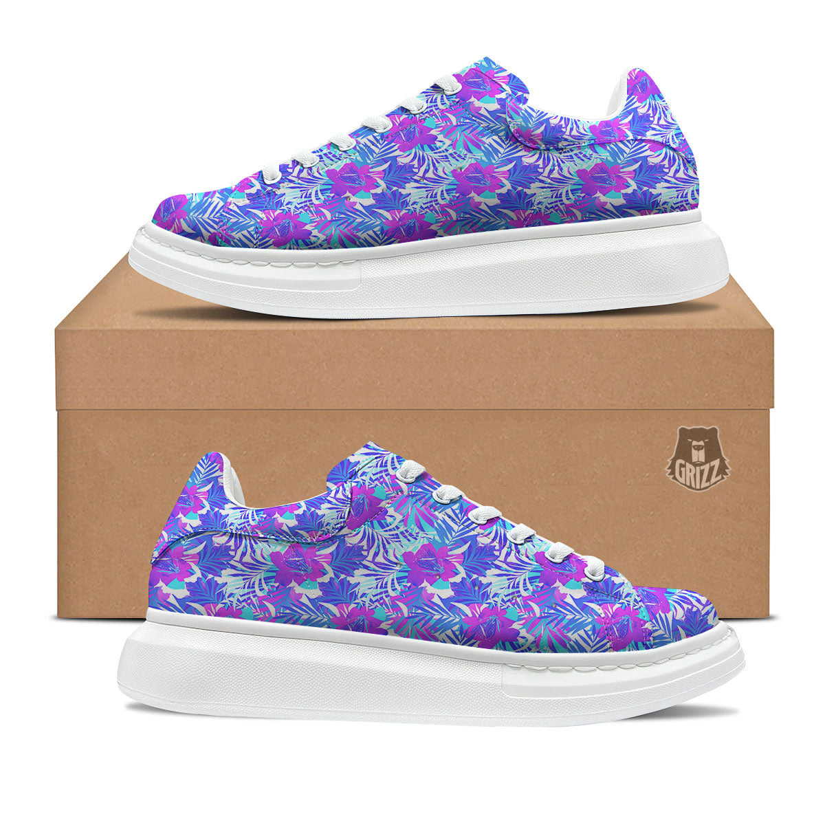 Aloha Psychedelic Tropical Print Pattern Platform Shoes-grizzshop