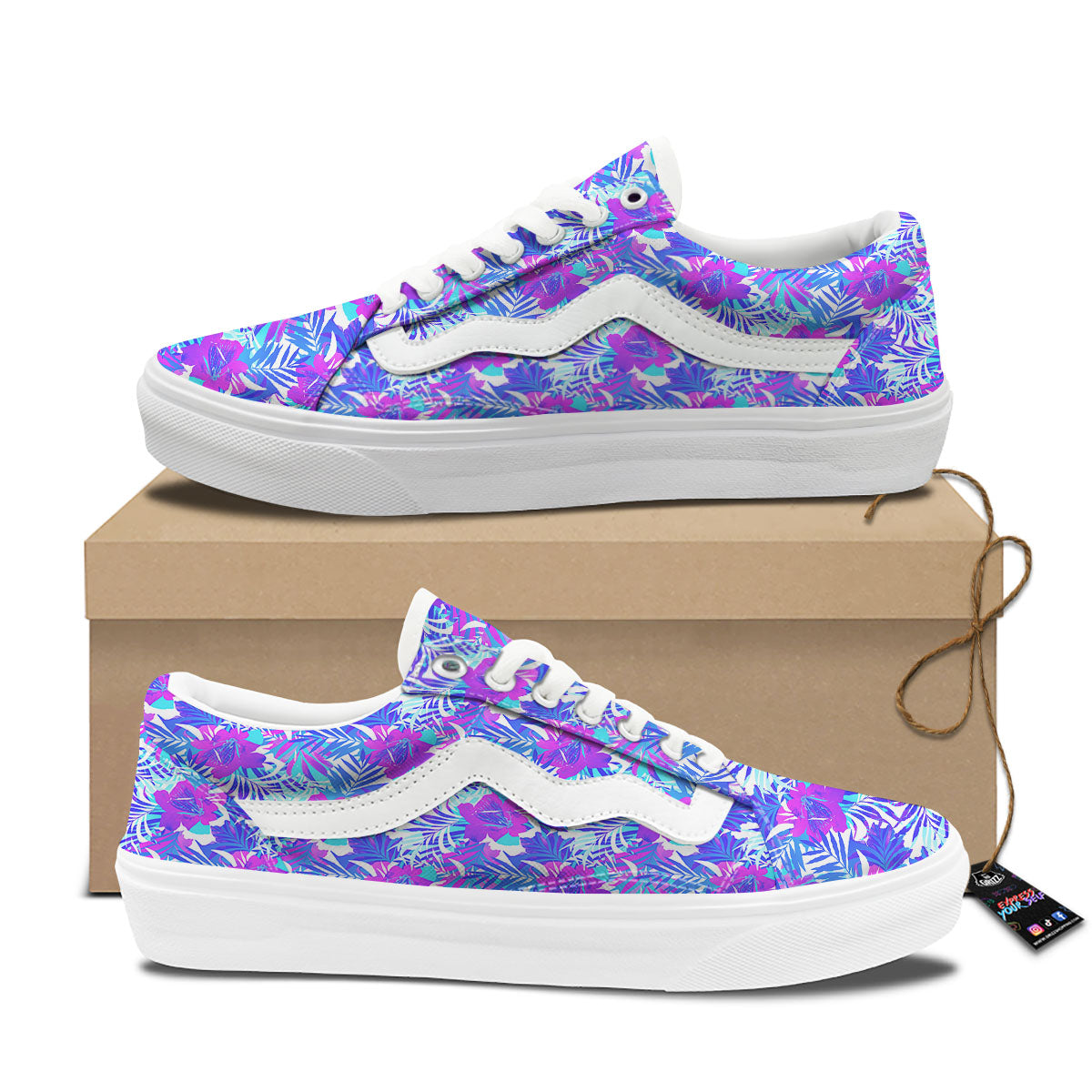 Aloha Psychedelic Tropical Print Pattern Skate Shoes-grizzshop