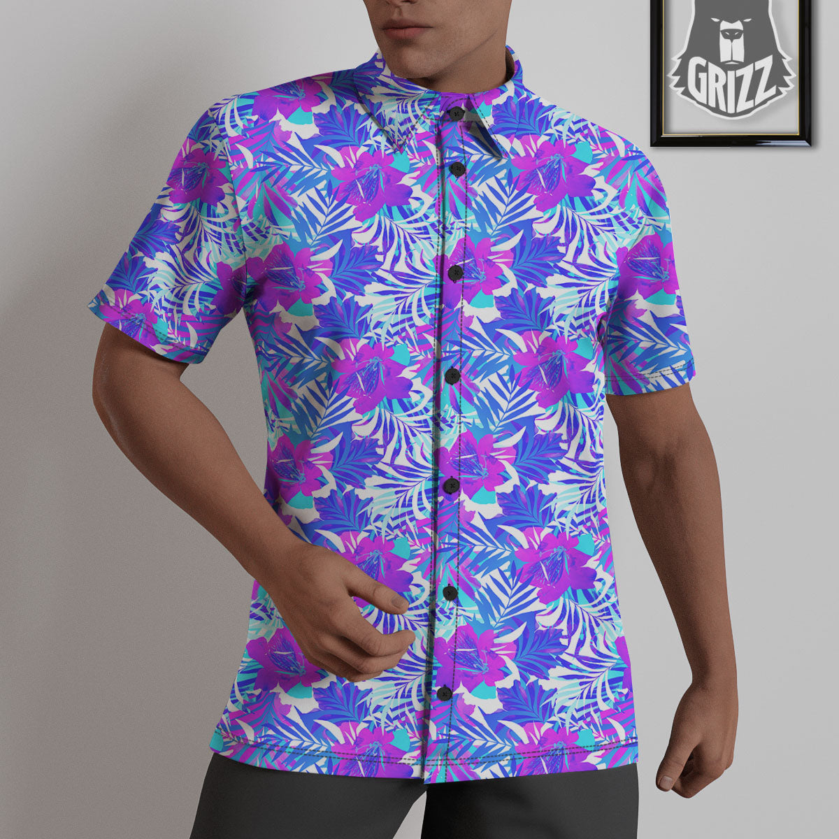 Aloha Psychedelic Tropical Print Pattern Untucked Shirts-grizzshop
