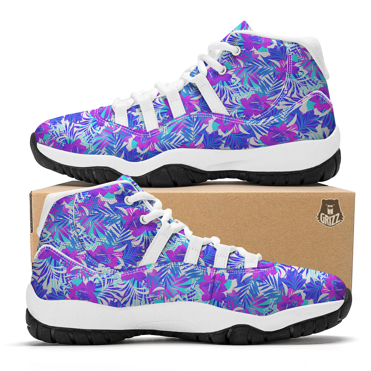 Aloha Psychedelic Tropical Print Pattern White Bball Shoes-grizzshop