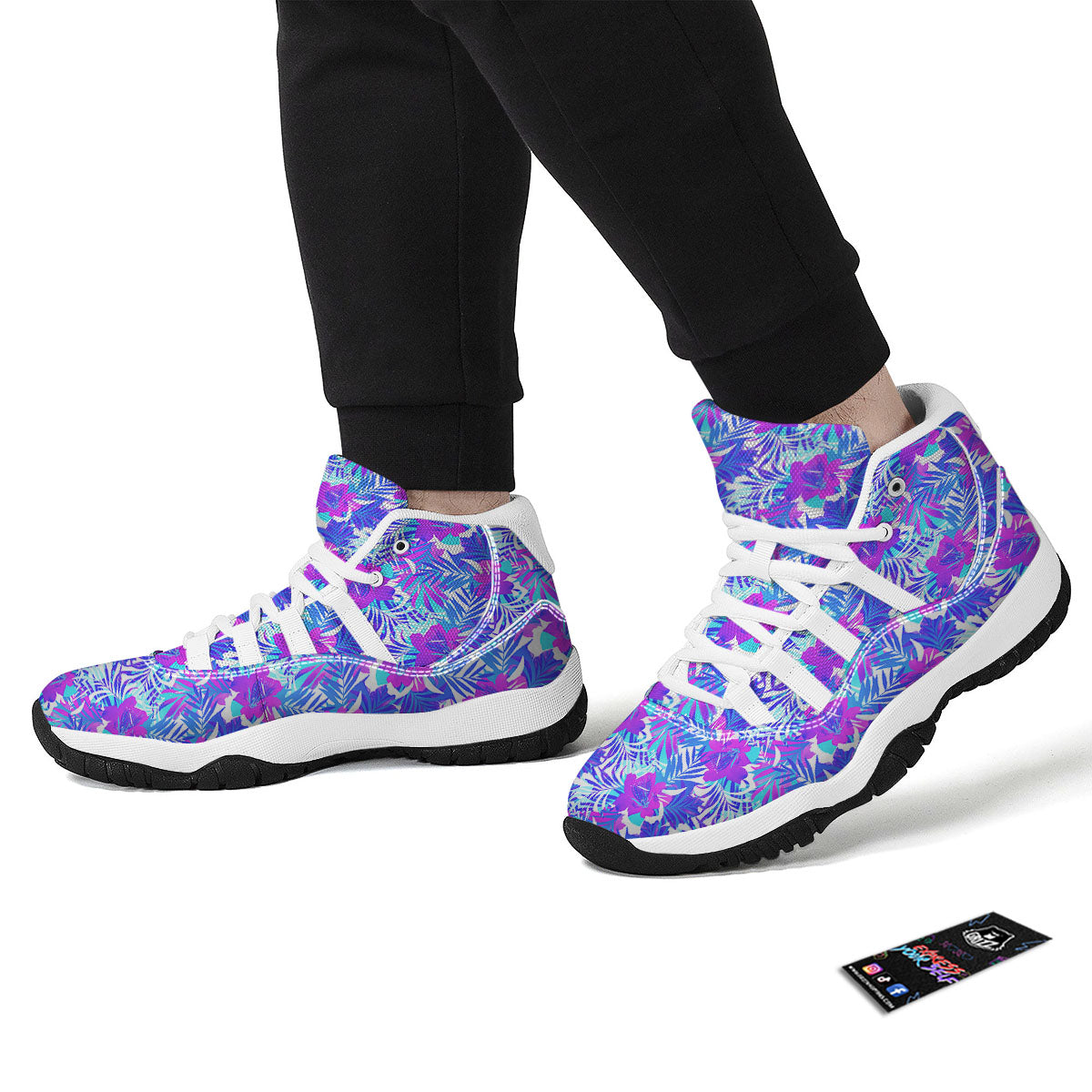 Aloha Psychedelic Tropical Print Pattern White Bball Shoes-grizzshop