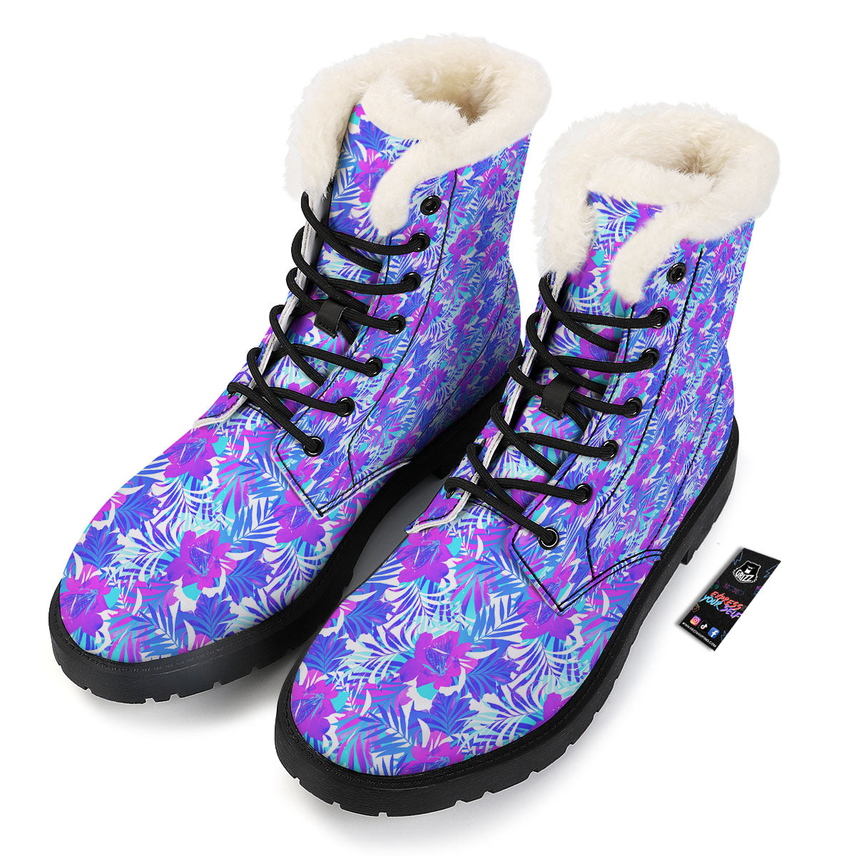 Aloha Psychedelic Tropical Print Pattern Winter Boots-grizzshop
