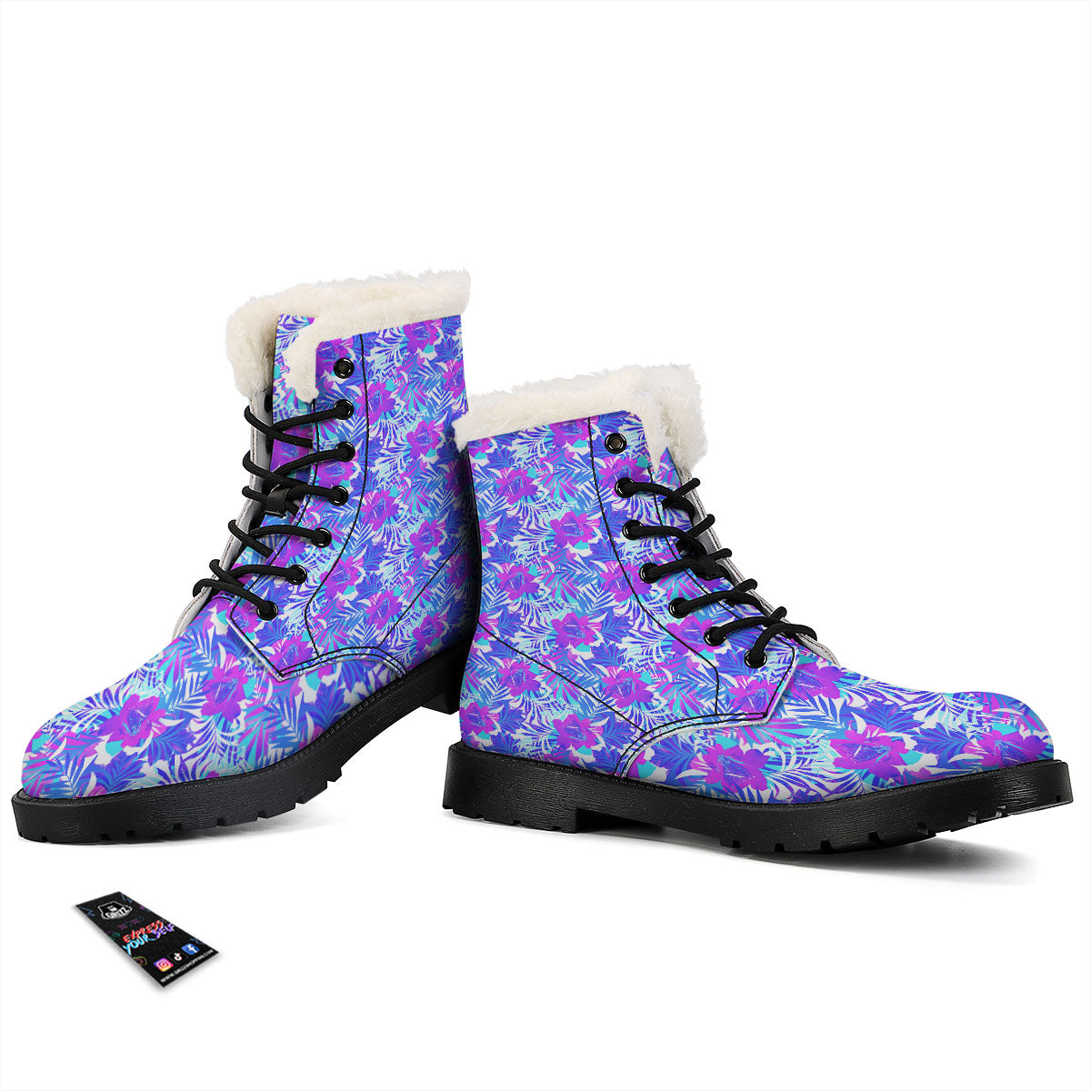 Aloha Psychedelic Tropical Print Pattern Winter Boots-grizzshop