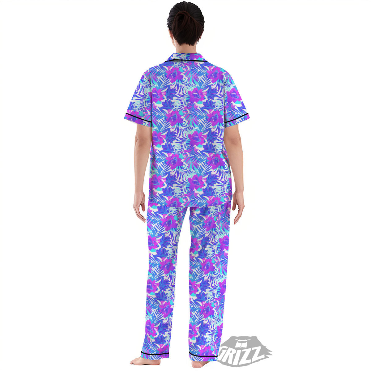 Aloha Psychedelic Tropical Print Pattern Women's Pajamas Set-grizzshop