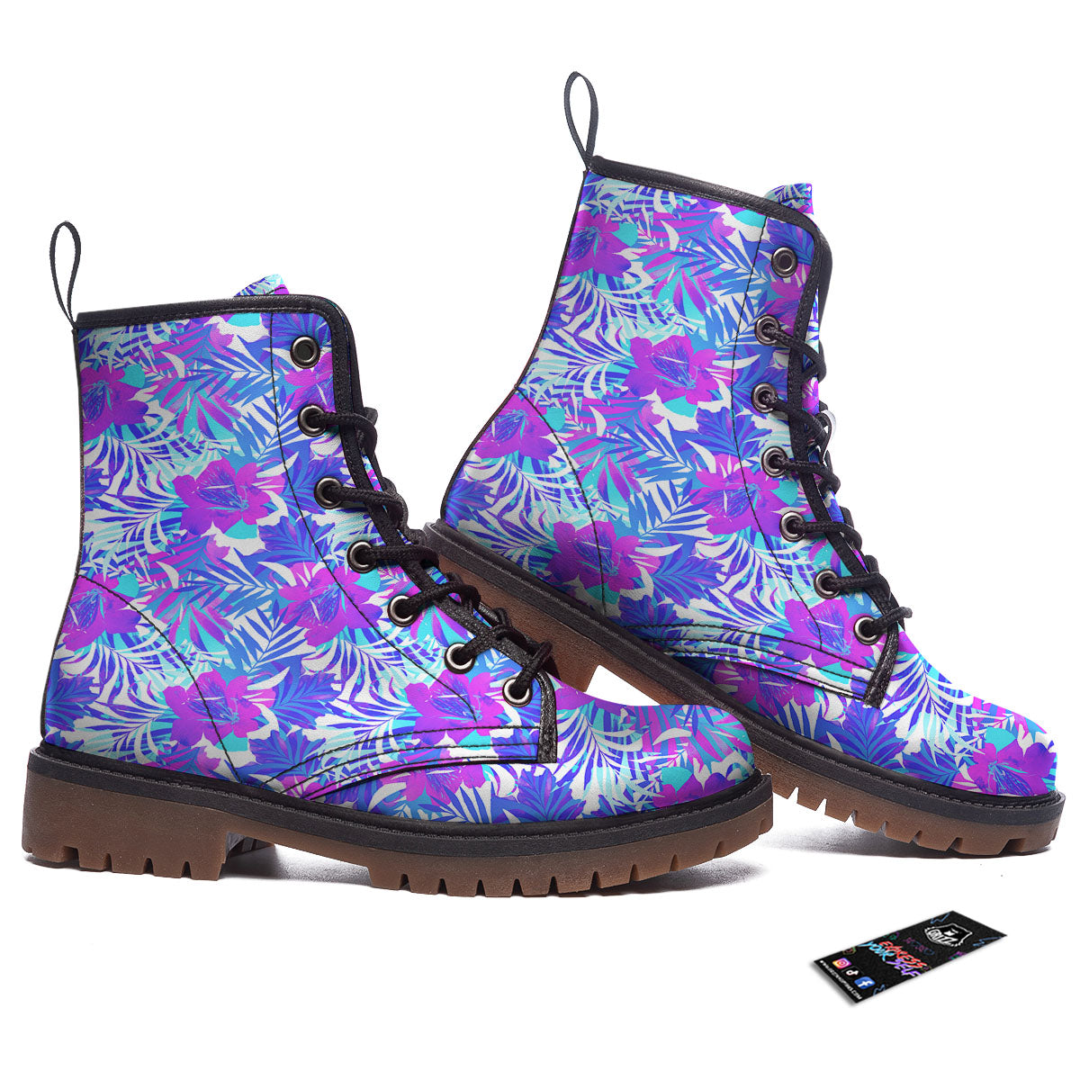 Aloha Psychedelic Tropical Print Pattern Work Boots-grizzshop