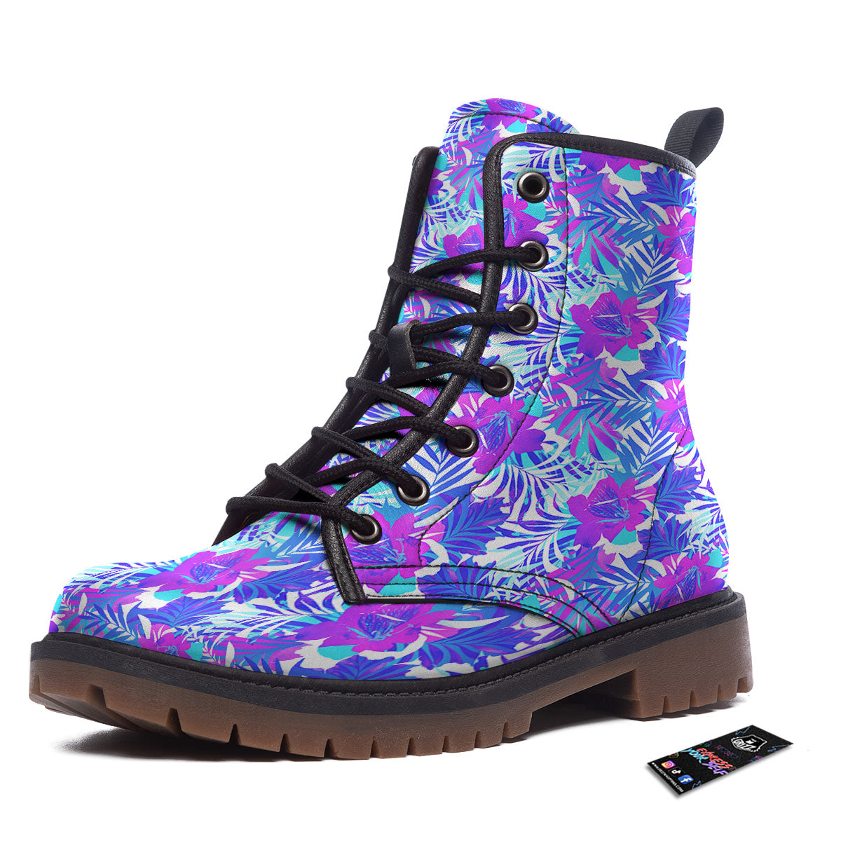 Aloha Psychedelic Tropical Print Pattern Work Boots-grizzshop