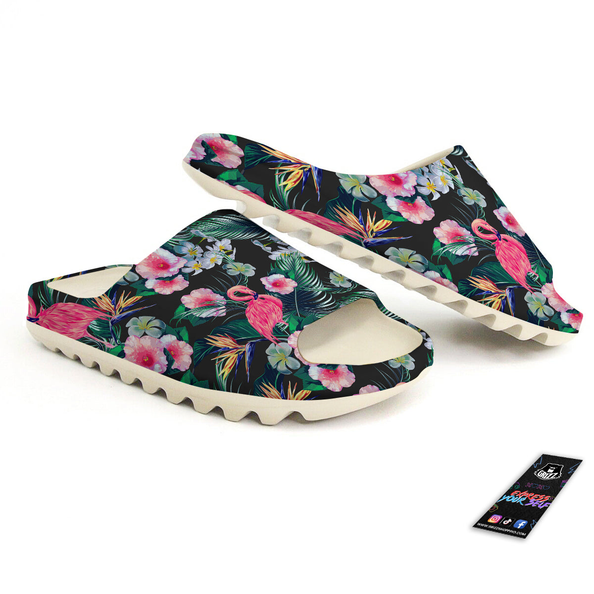 Aloha Flamingo Tropical Print Pattern Sandals-grizzshop
