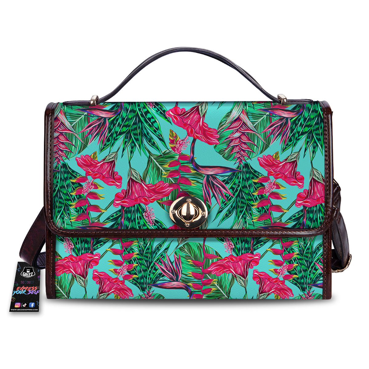 Aloha Hibiscus Hot Teal Pink Print Pattern Women's Satchel Bag