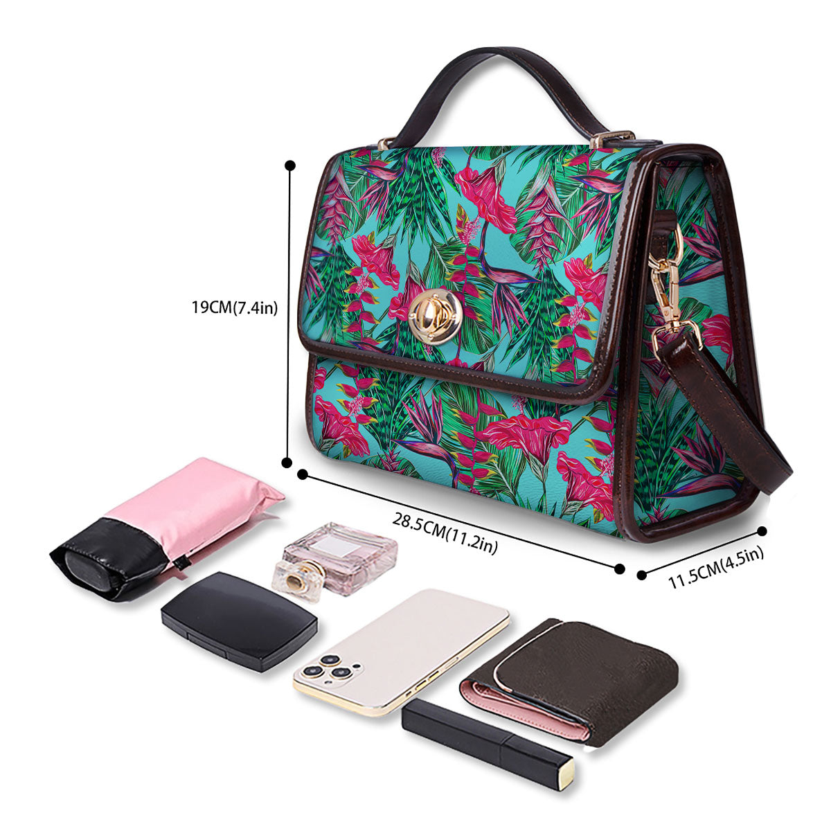 Aloha Hibiscus Hot Teal Pink Print Pattern Women's Satchel Bag