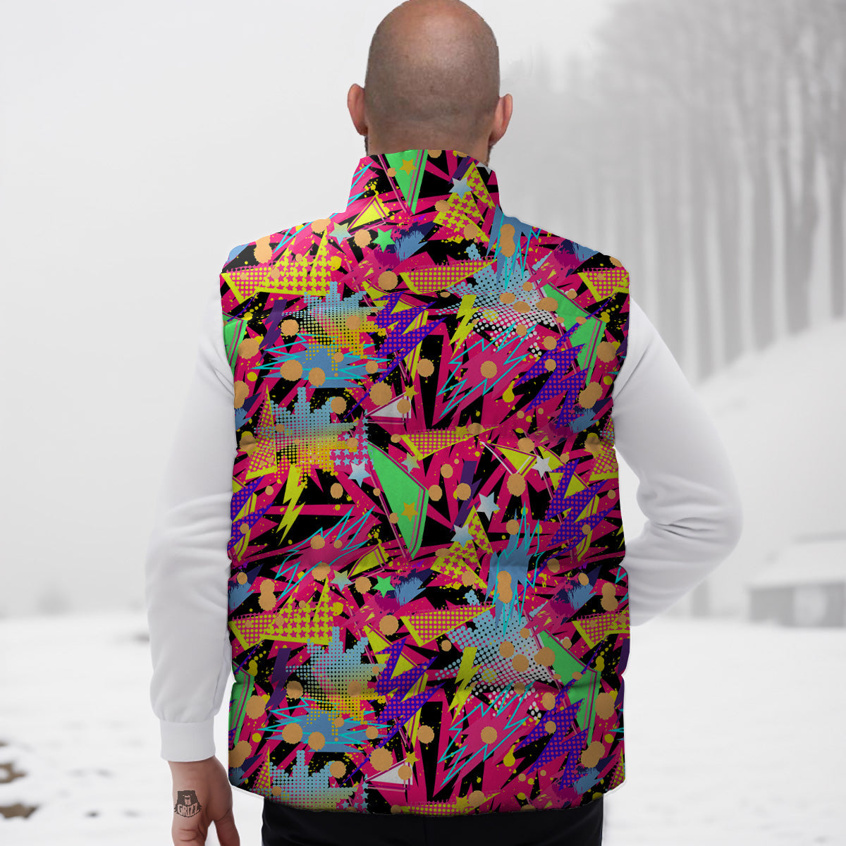 Alpaca Cactus Pattern Print Down Vest
