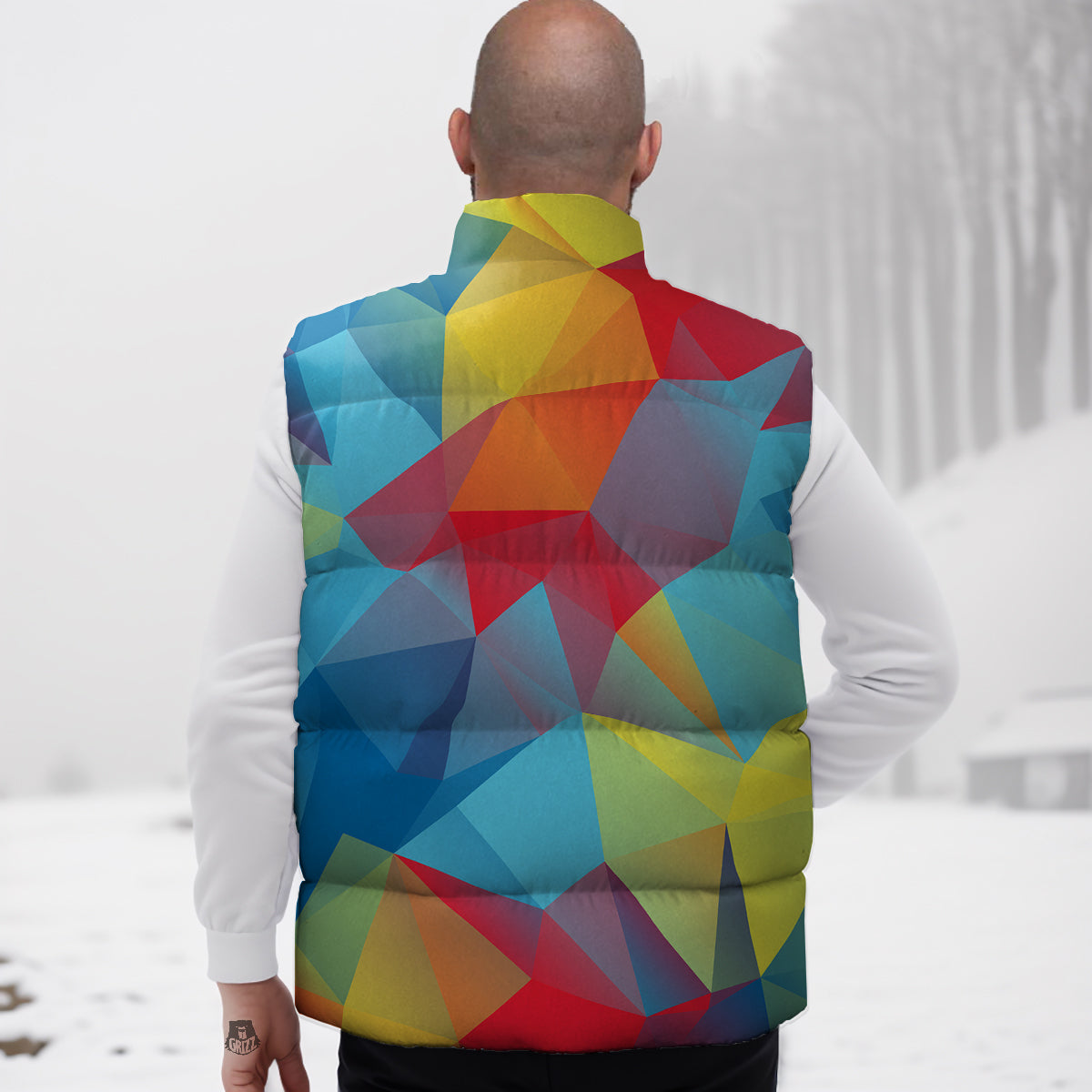 Alpaca Floral Pattern Print Down Vest-grizzshop