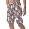 Alpaca Floral Pattern Print Men's Shorts-grizzshop