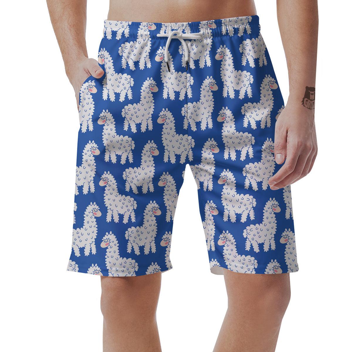 Alpaca Print Pattern Men's Shorts-grizzshop