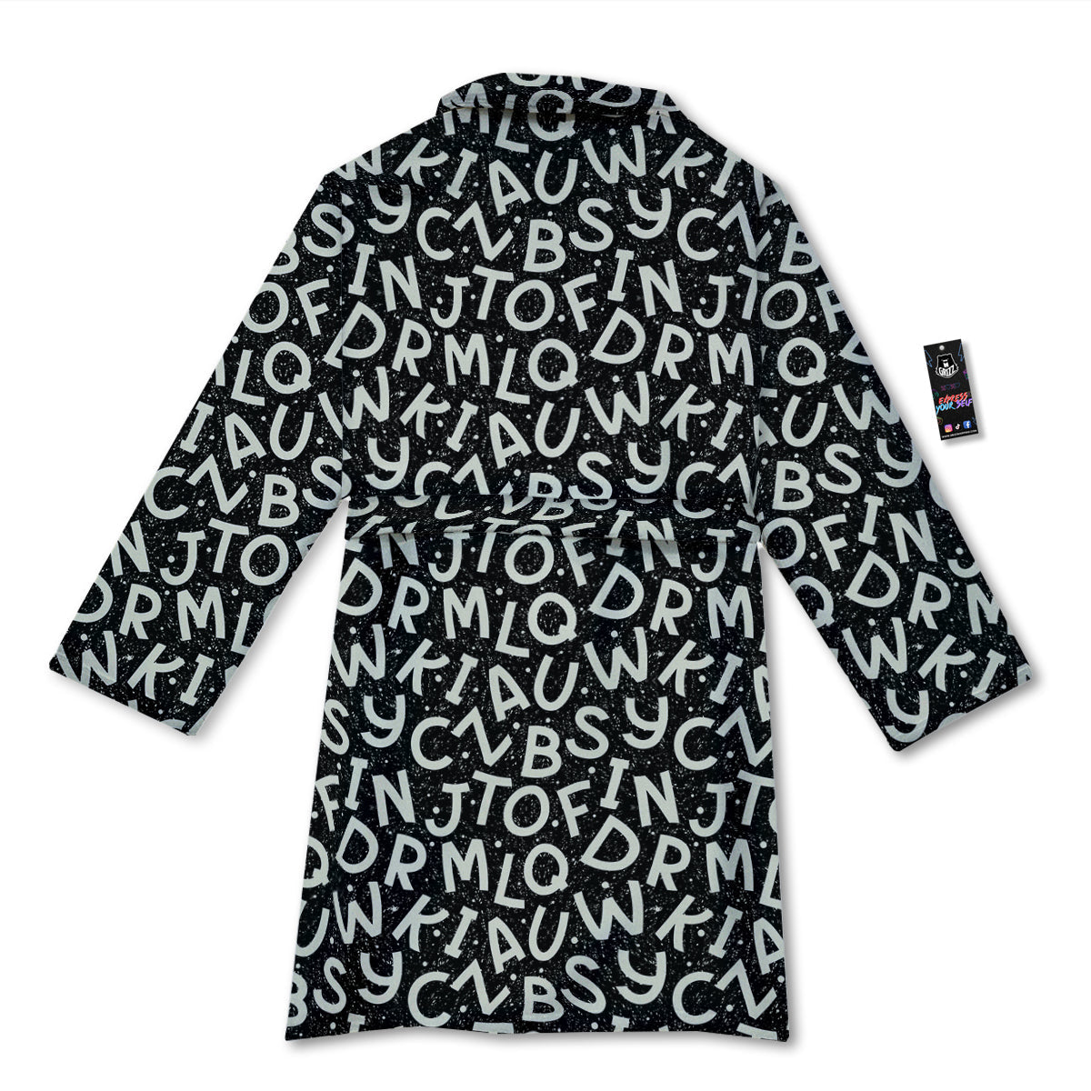 Alphabet Black Print Pattern Bathrobe-grizzshop
