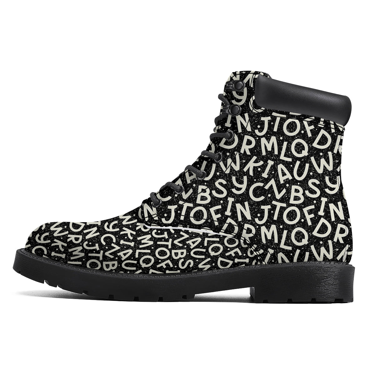 Alphabet Black Print Pattern Boots-grizzshop