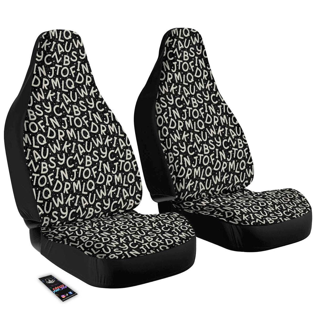 Alphabet Black Print Pattern Car Seat Covers-grizzshop