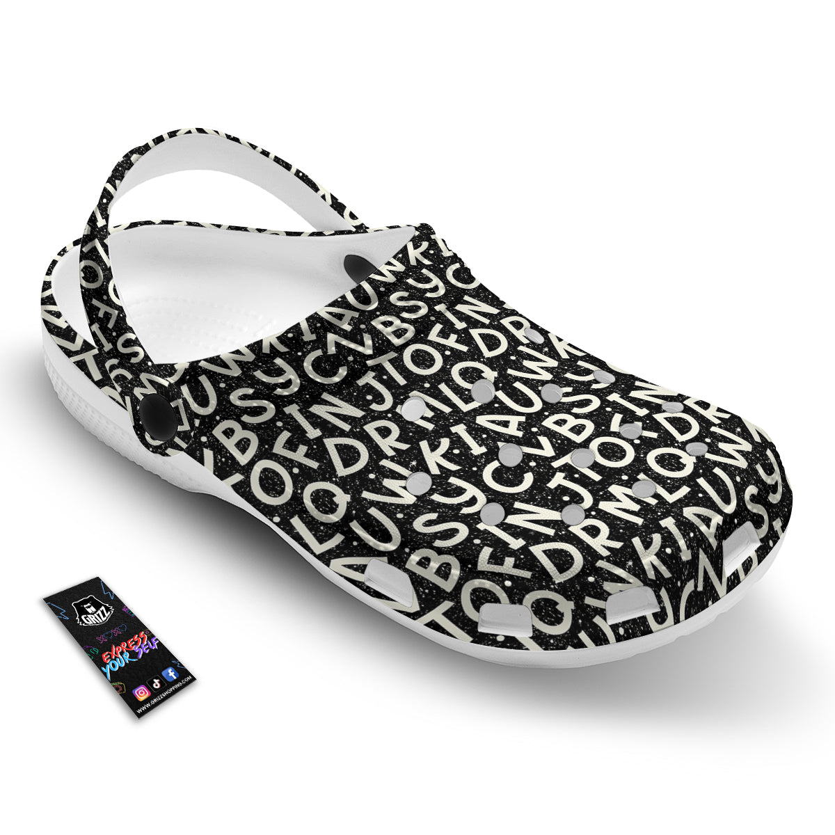 Alphabet Black Print Pattern Clog-grizzshop