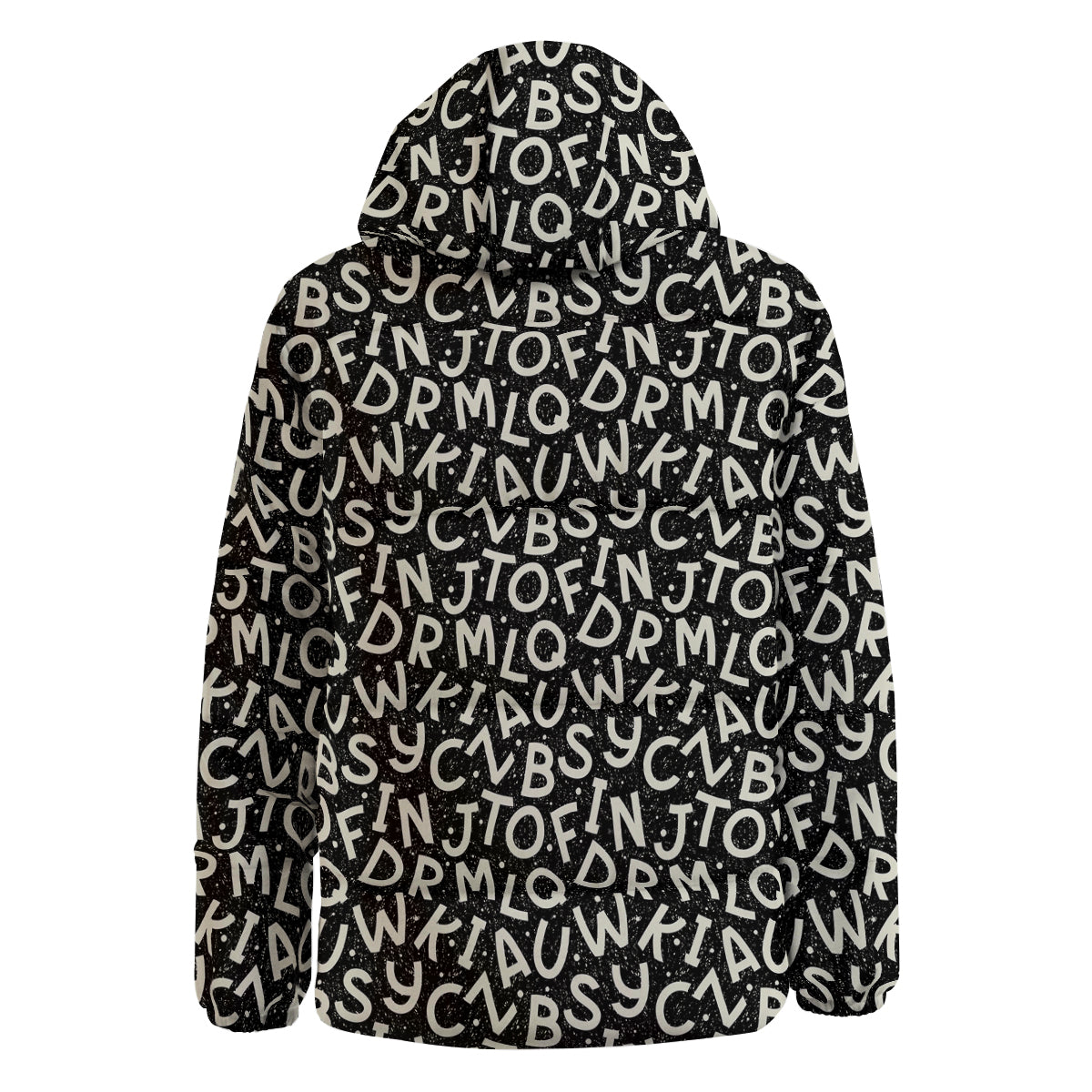 Alphabet Black Print Pattern Down Jacket-grizzshop