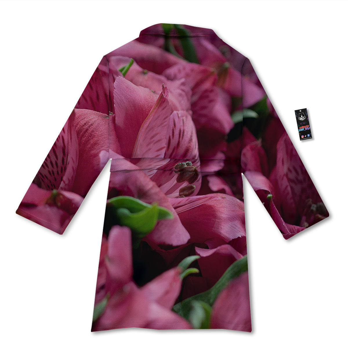 Alstroemeria Burgundy Print Bathrobe-grizzshop