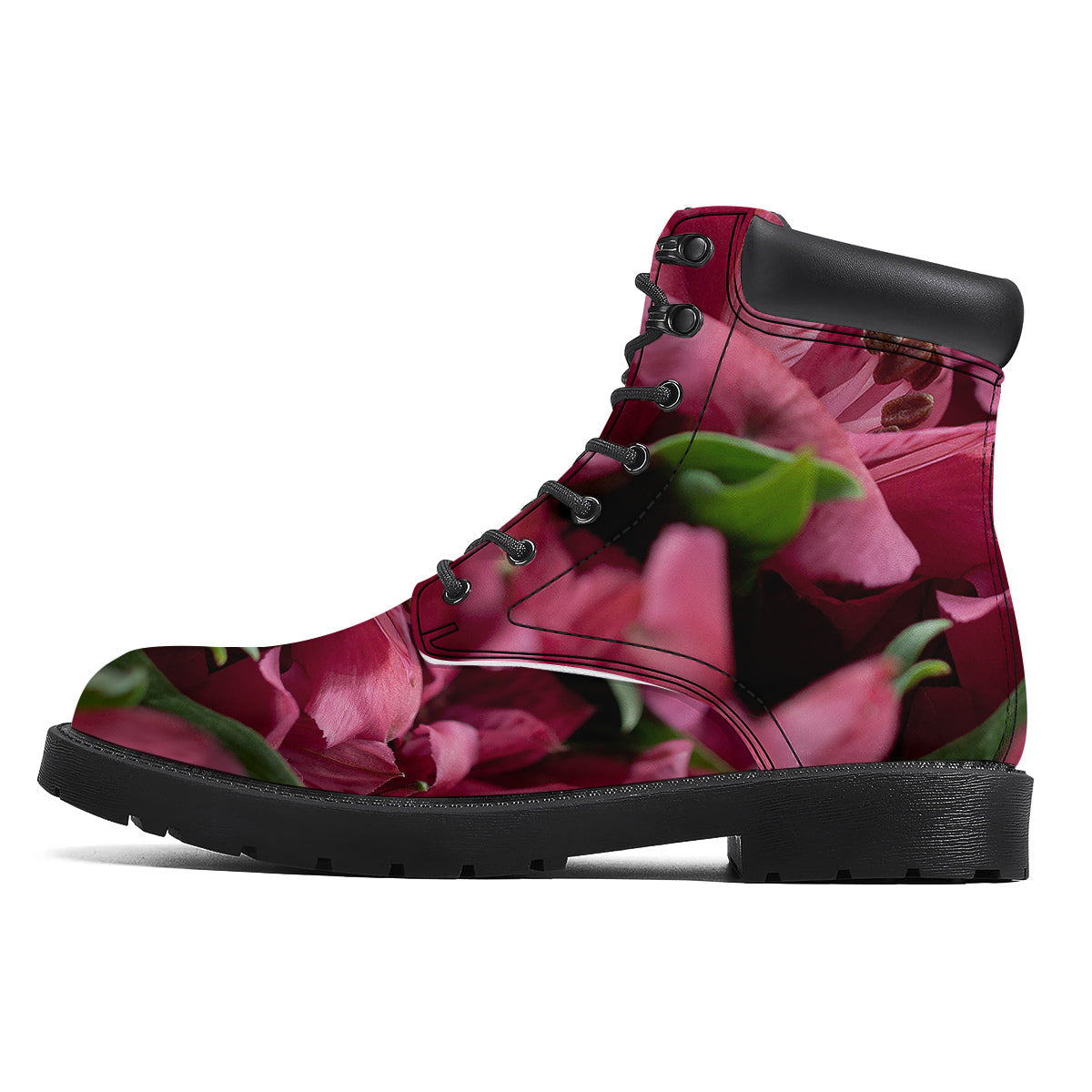 Alstroemeria Burgundy Print Boots-grizzshop