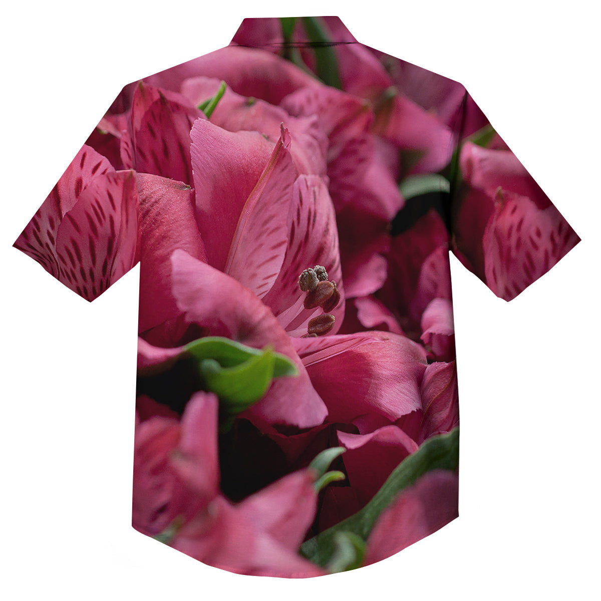 Alstroemeria Burgundy Print Button Up Shirt-grizzshop