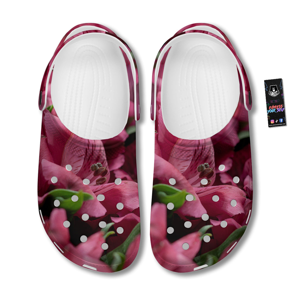 Alstroemeria Burgundy Print Clog-grizzshop
