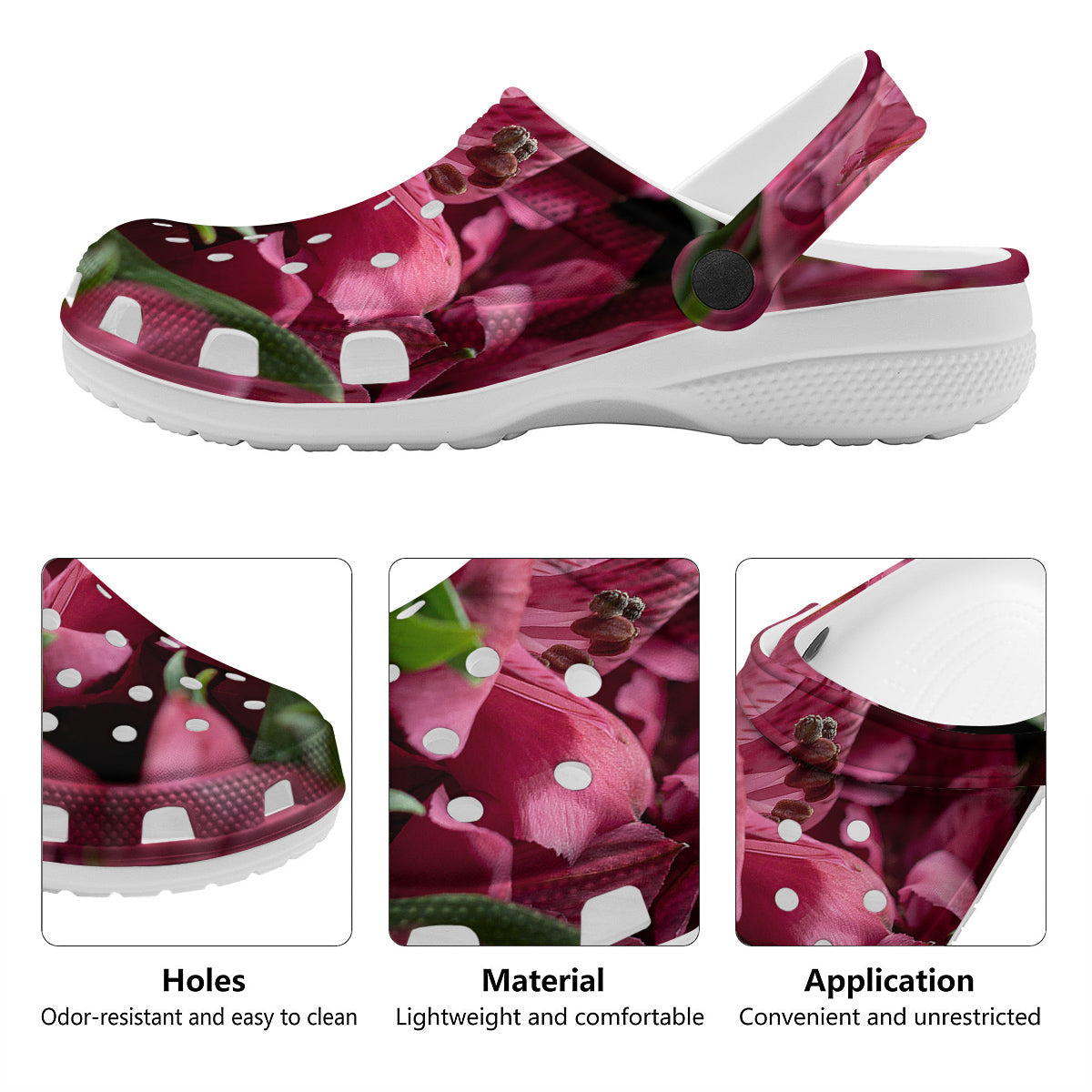 Alstroemeria Burgundy Print Clog-grizzshop