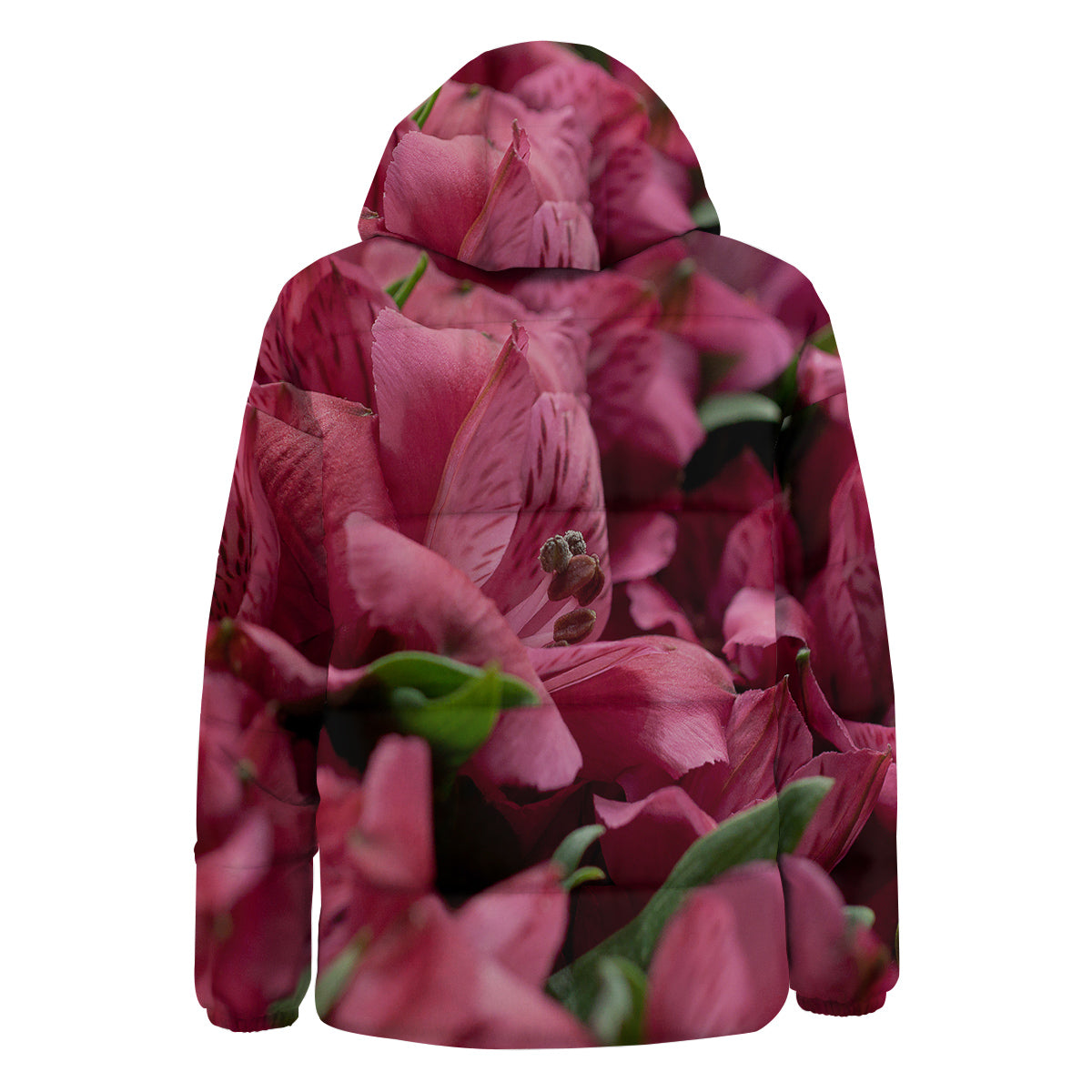 Alstroemeria Burgundy Print Down Jacket-grizzshop