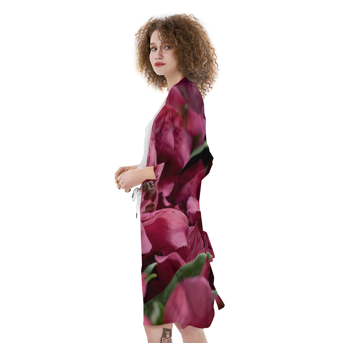 Alstroemeria Burgundy Print Kimono-grizzshop
