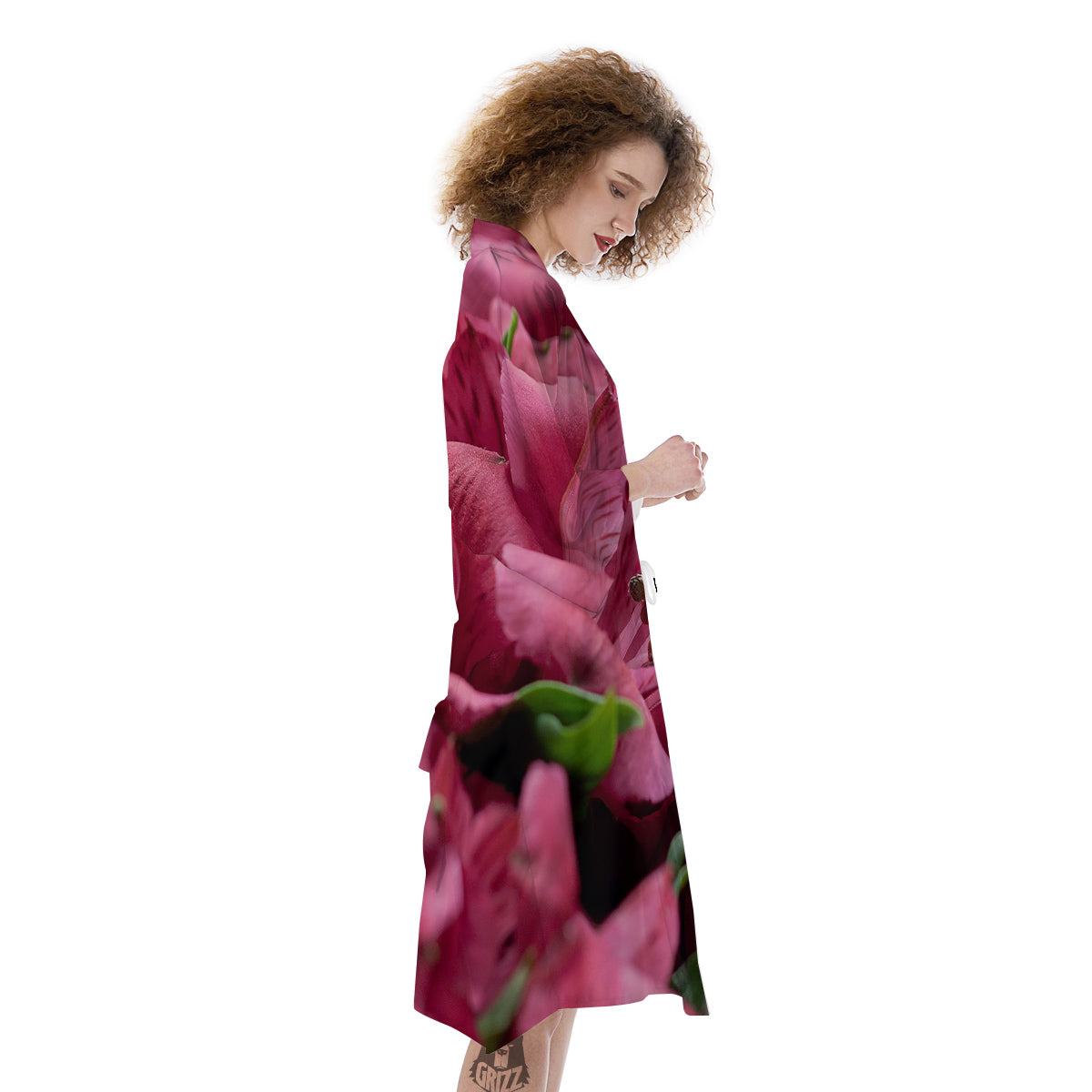 Alstroemeria Burgundy Print Kimono-grizzshop