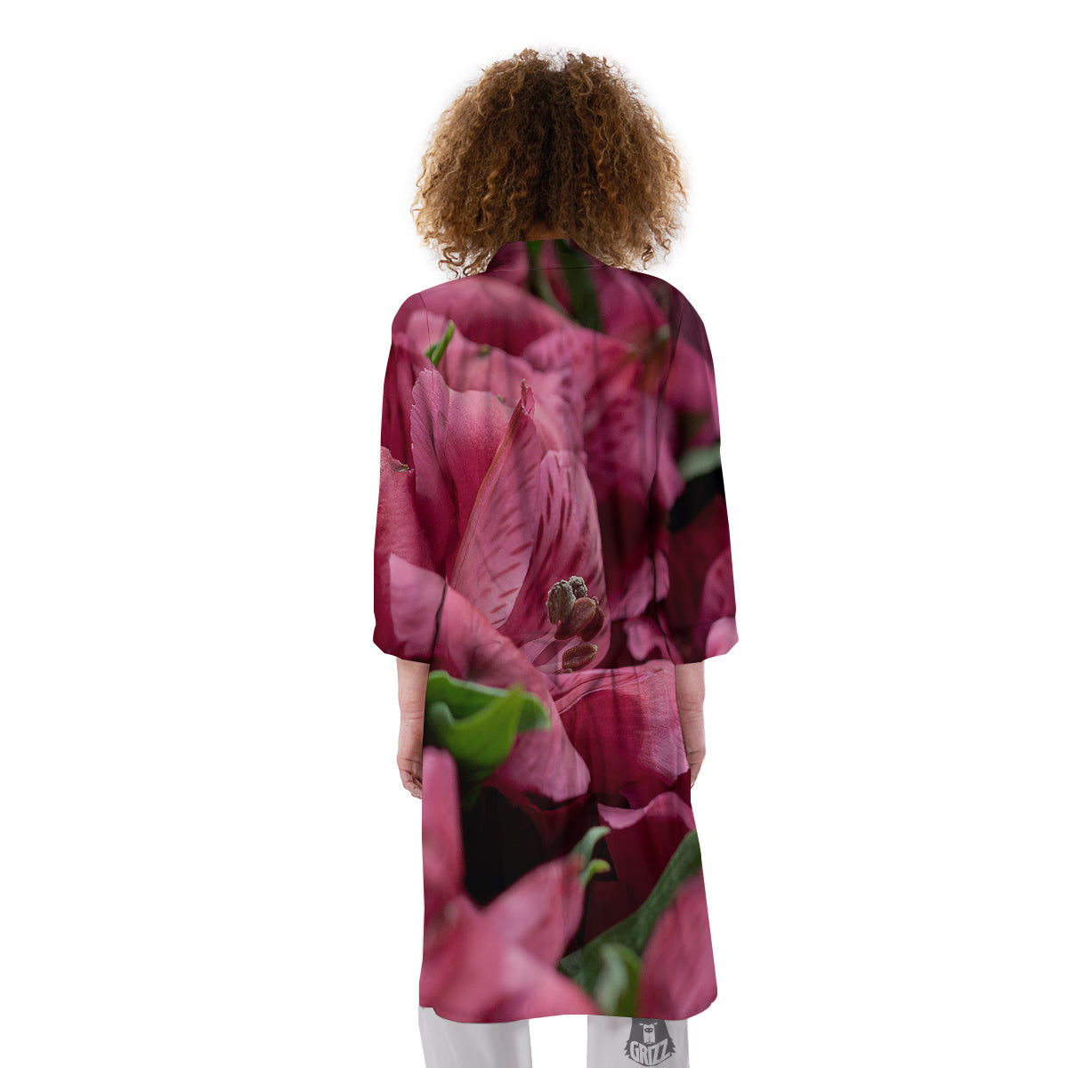 Alstroemeria Burgundy Print Kimono-grizzshop