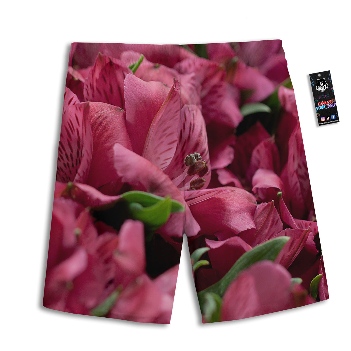 Alstroemeria Burgundy Print Men's Athletic Shorts