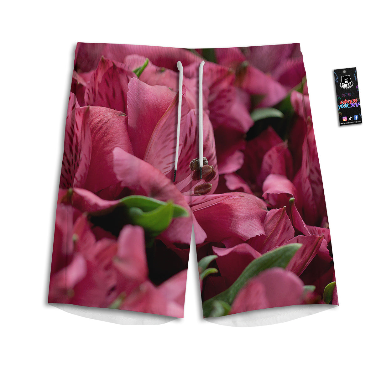 Alstroemeria Burgundy Print Men's Athletic Shorts