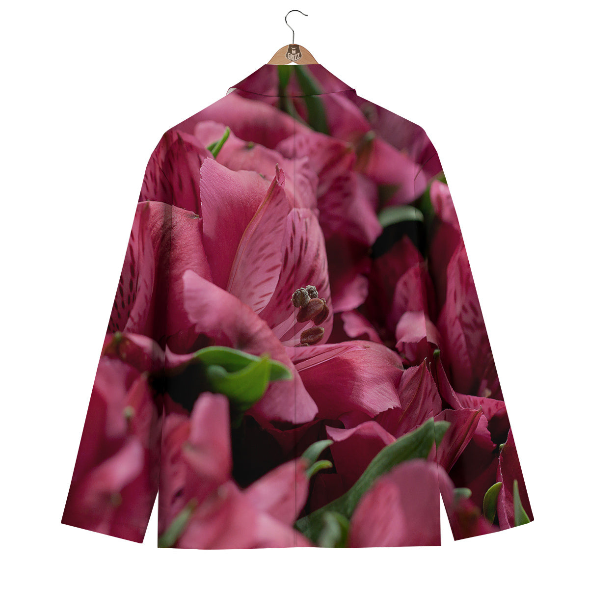 Alstroemeria Burgundy Print Men's Blazer-grizzshop