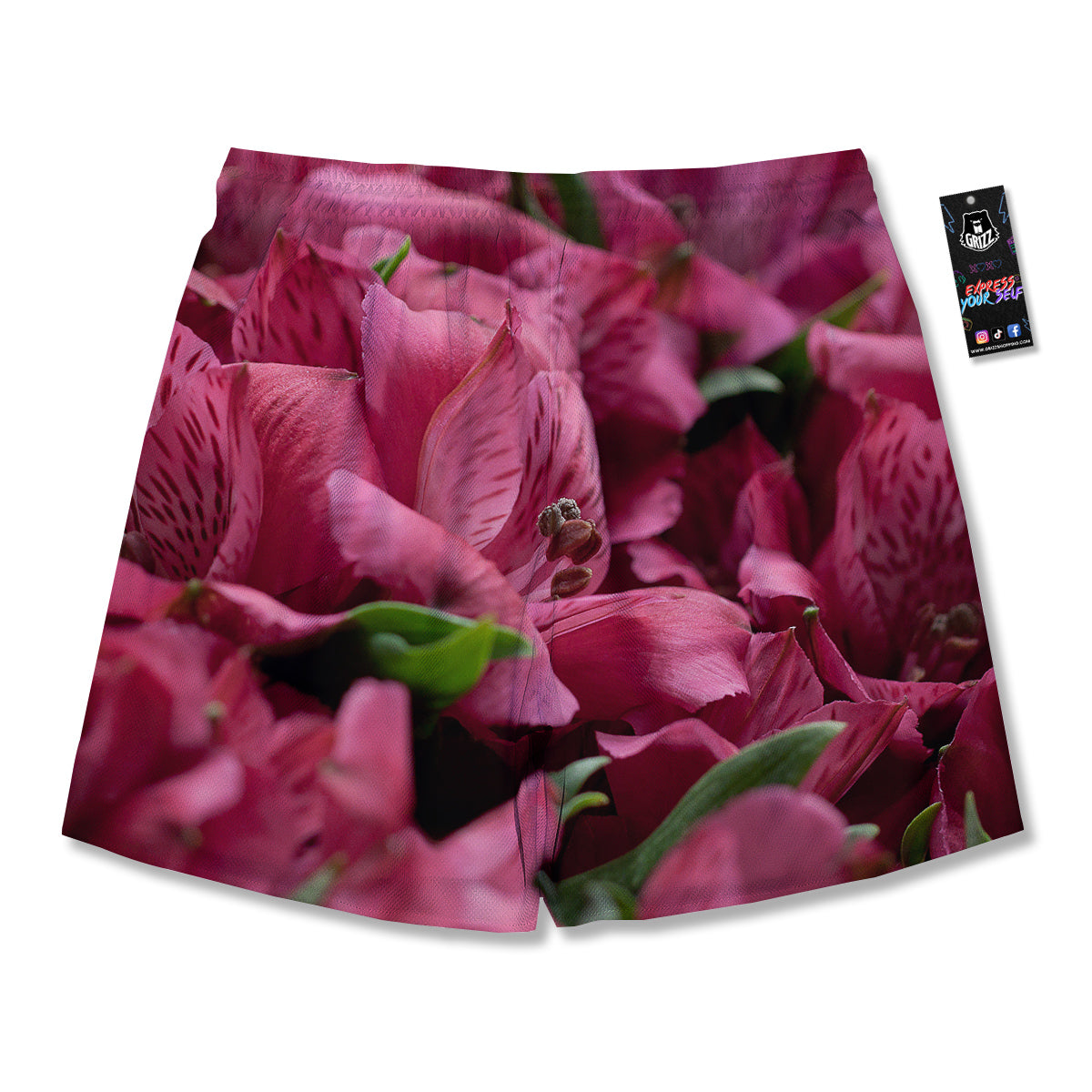 Alstroemeria Burgundy Print Men's Running Shorts-grizzshop
