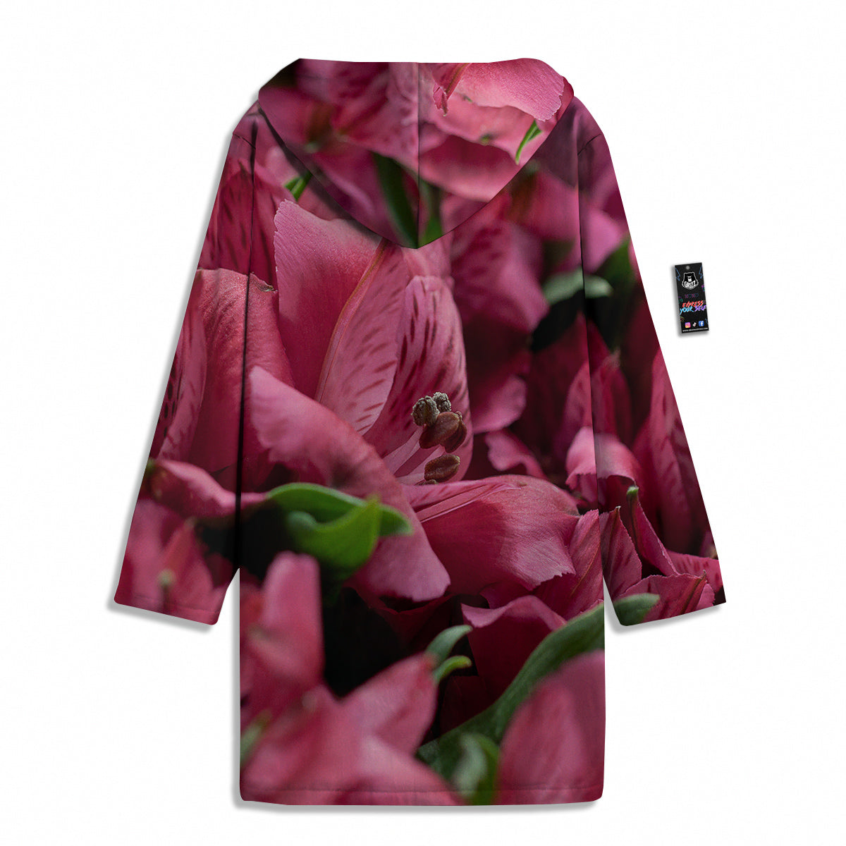 Alstroemeria Burgundy Print Men's Windbreaker Jacket-grizzshop