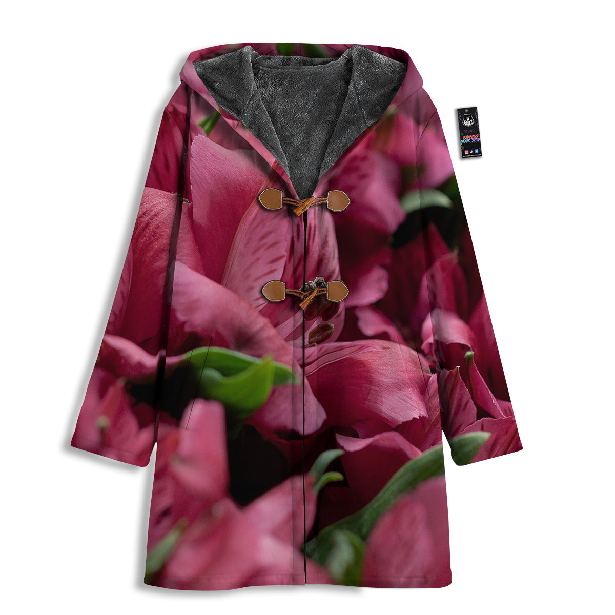 Alstroemeria Burgundy Print Men's Windbreaker Jacket-grizzshop