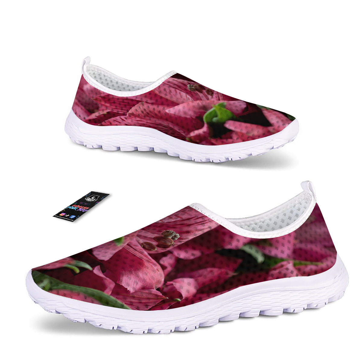 Alstroemeria Burgundy Print Nurse Shoes-grizzshop