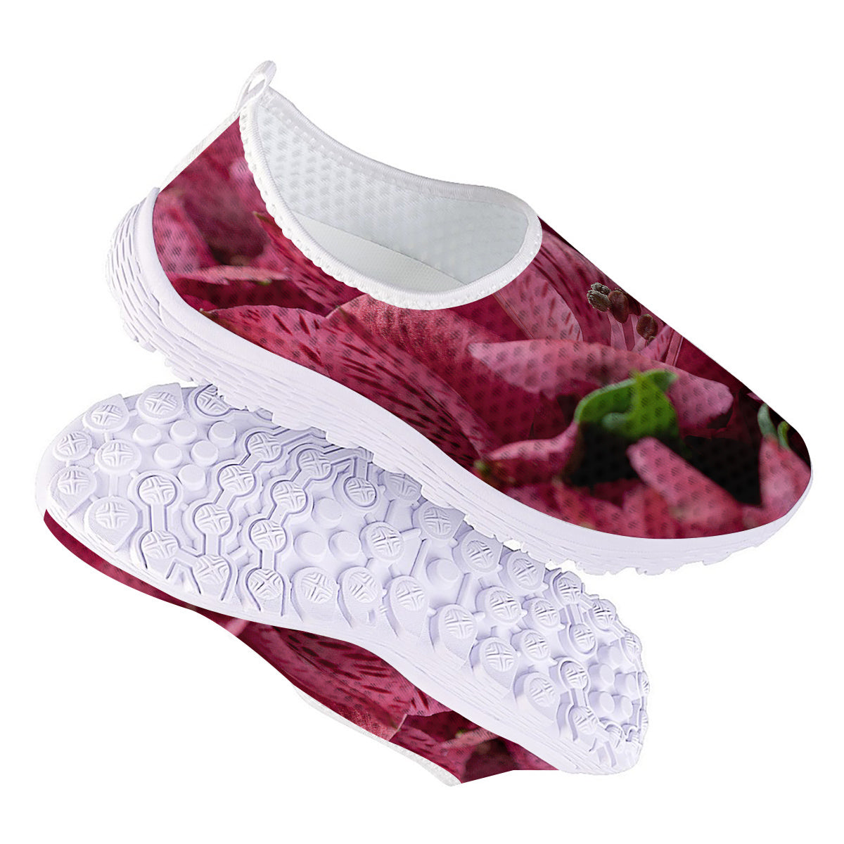 Alstroemeria Burgundy Print Nurse Shoes-grizzshop