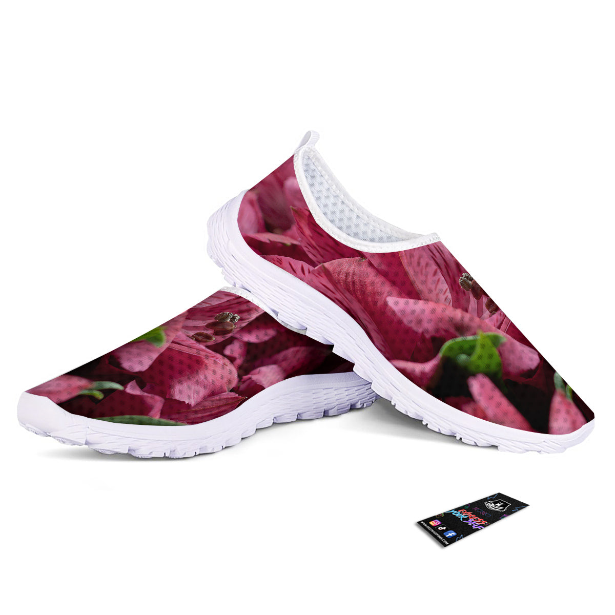 Alstroemeria Burgundy Print Nurse Shoes-grizzshop