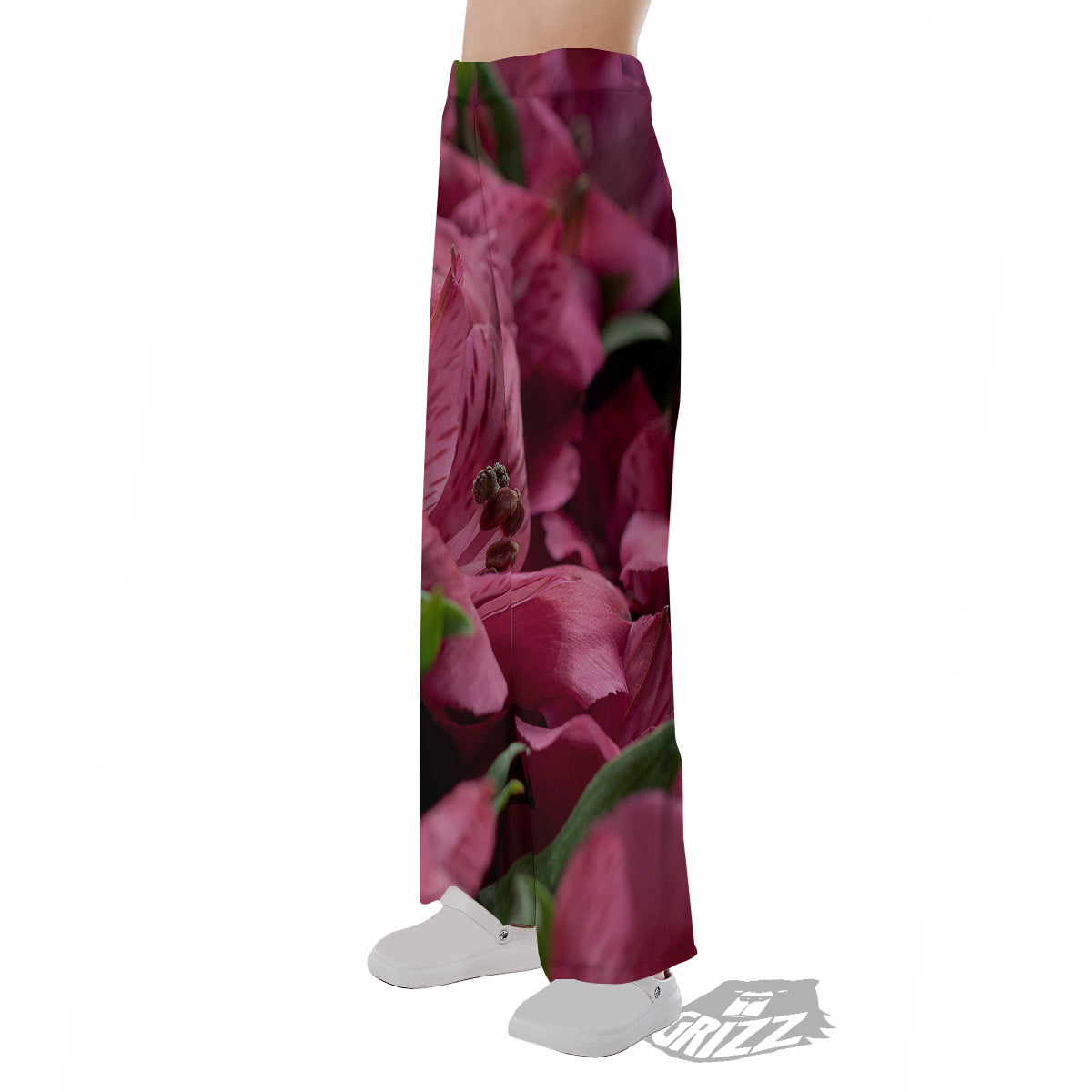 Alstroemeria Burgundy Print Pajama Pants-grizzshop