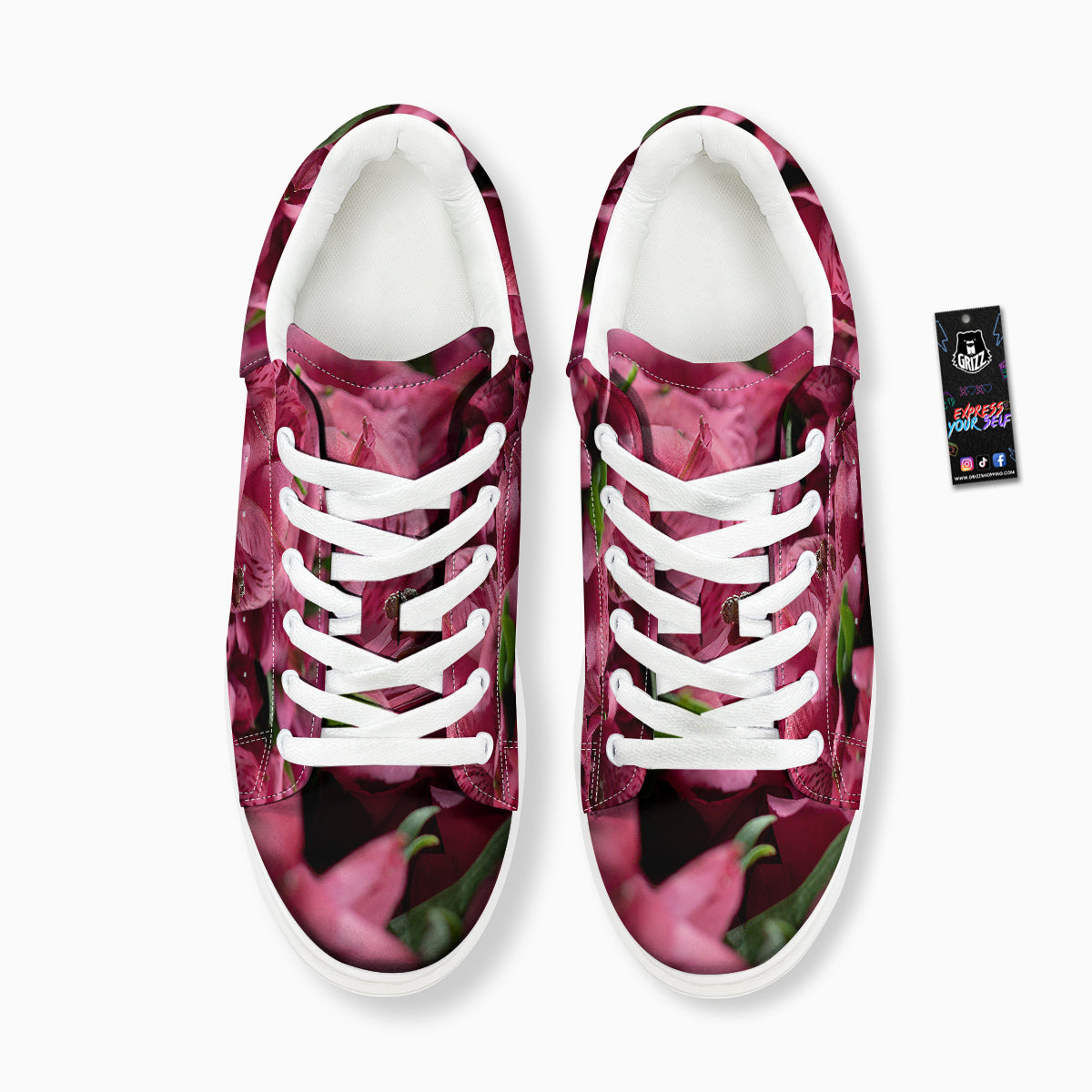 Alstroemeria Burgundy Print Platform Shoes-grizzshop